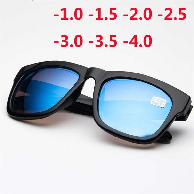 

-1.0 -1.5 -2.0 -2.5 -3.0 -3.5 -4.0 Finished Myopia Sunglasses Men Women Fashion Blue Lens Square Short-sight Myopes Lunettes