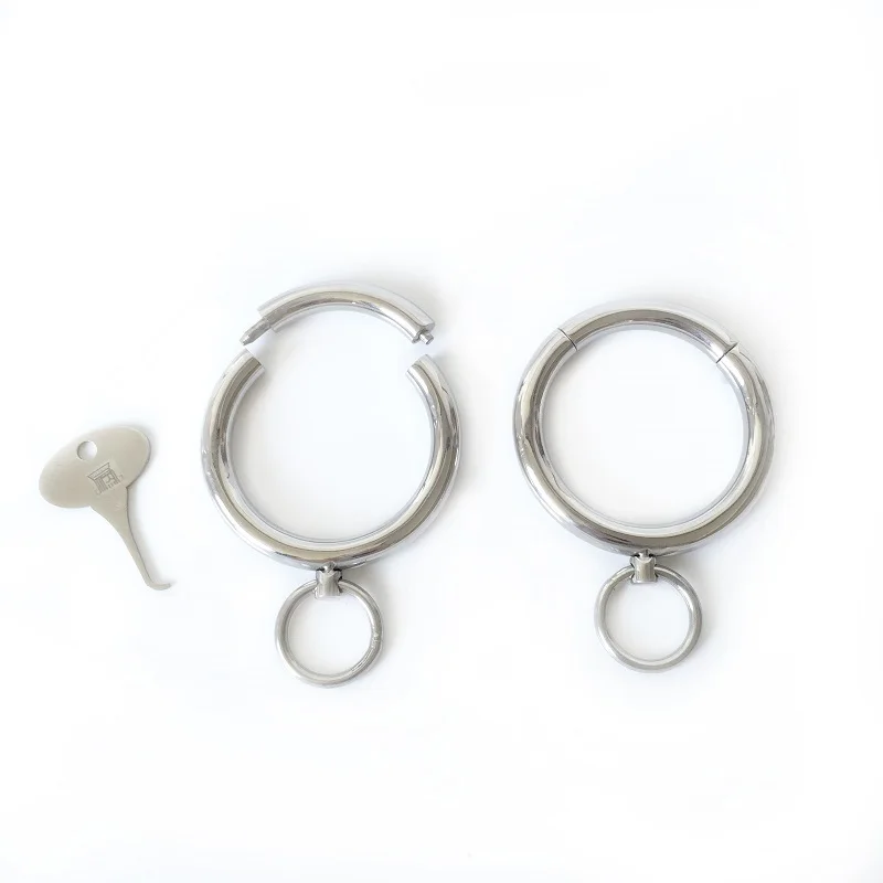 New key stainless steel Neck Collar handcuff ankle pull ring Adult Slave Role Play metal For male BDSM restraint bondage Sex toy