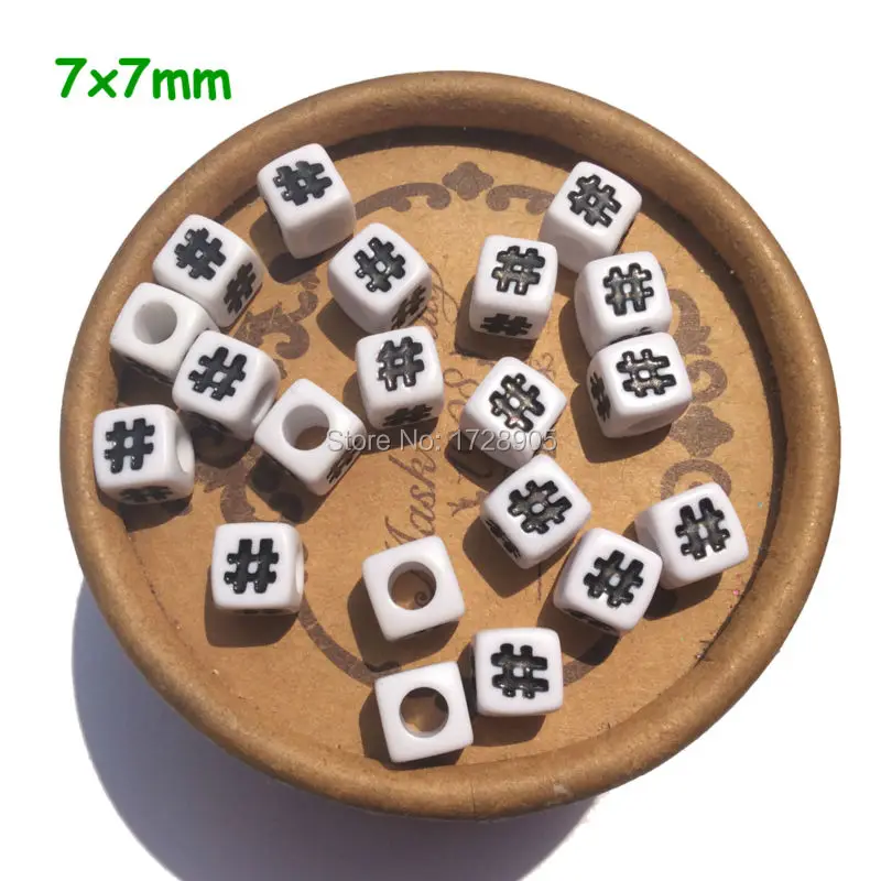 

Beads # Big Hole Special 50pcs White Acrylic # Symbol Cube Numbers Beads 7mm Findings Beads for DIY Jewelry Finding