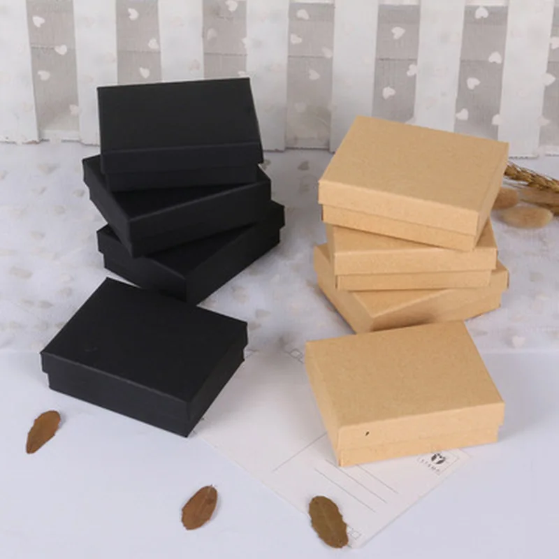 24pcs/lot 7cmx9cm Kraft Paper box Kraft Cardboard Gift Box for Necklace Ring Soap Pendant Can Personalized Packaging Case