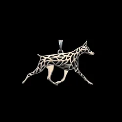 Hot Sale Cutout Jewelry Alloy Pendants Metal Cute Pet Doberman Dog Pendants