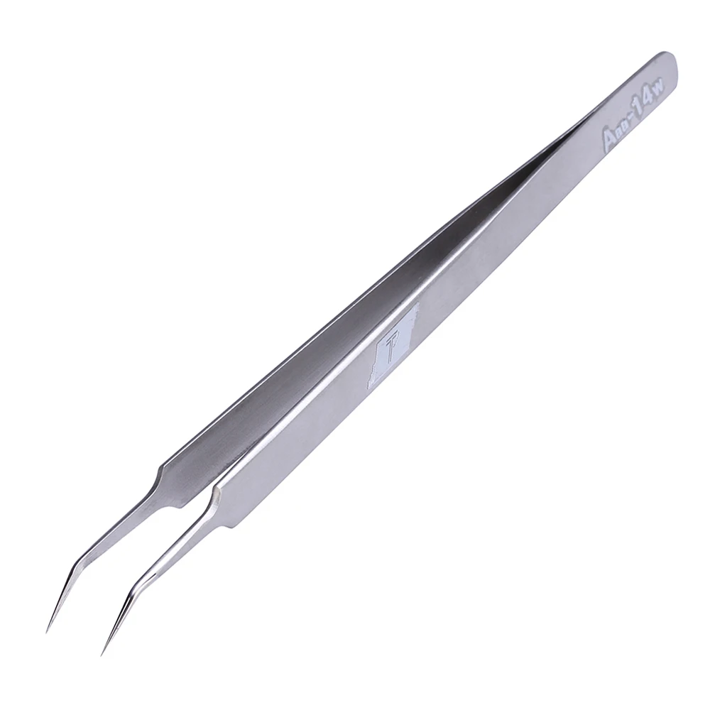 ESD Safe Stainless Steel Precision Industrial Tweezers Curved DIY Tweezers Forceps For SMD Mobile Phone Repair Tools