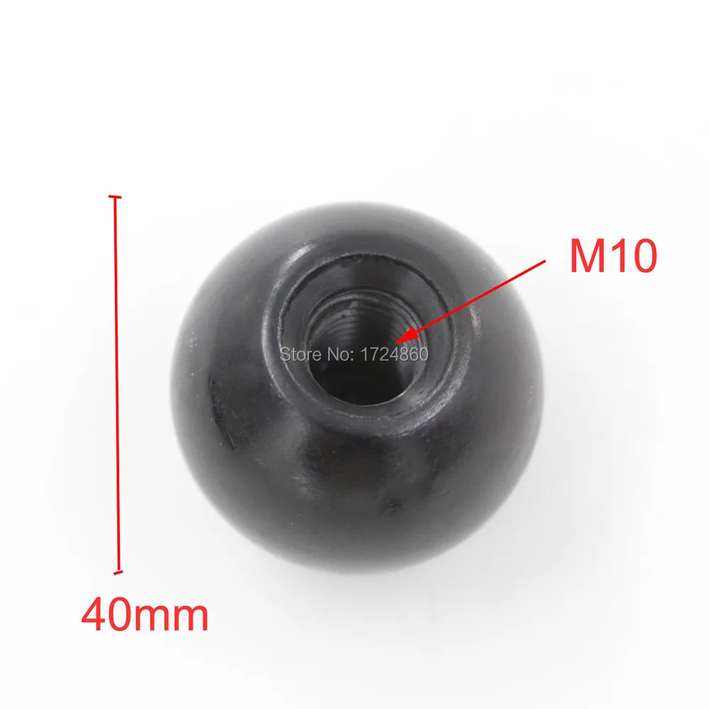 5 Pcs M10 Black Round Plastic 10mm Thread Dia 40mm Dia Ball Lever Knobs Machine Tools