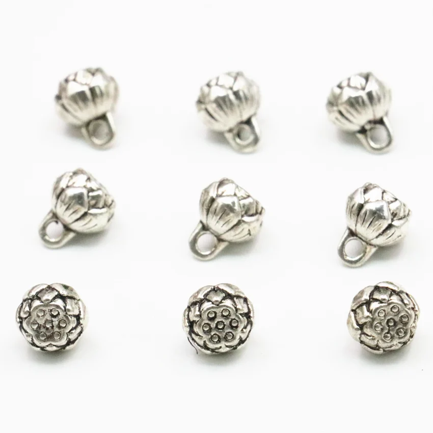 Wholesale 30PCS Flower Pendant Tibetan Silver-color Spacer Beads for Jewelry Making DIY Necklace Bracelet 8x9mm Finding A324