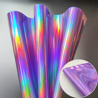 3D Laser iridescent Rainbow Mirrored Faux PU Leather Fabric Craft Cloth Bow Earring DIY Craft Material A5 20*15cm Sheets