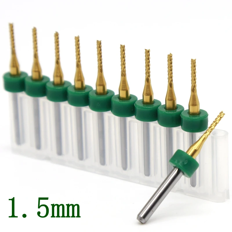 1.5mm PCB End Milling Cutter Strawberry Carbide Tool CNC Router Wooden Metal Laser Engraving Machine Accessories 10PCS