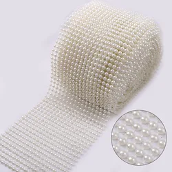 4mm,5mm,8mm 10 Yards 12/18/24 Rows Ivory Half Round ABS Plastic Pearl Beads Chain DIY Garland Wedding Party Decoration