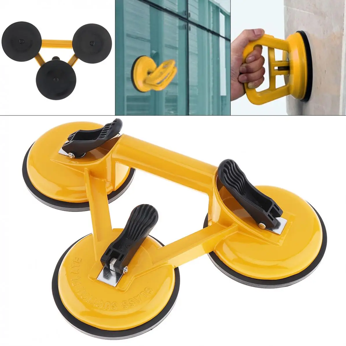 

TL-F11 Aluminum Alloy Triple Claw Vacuum Sucker with Rubber Suction Pad and ABS Handles for Tiles Glass Lightweight Locking