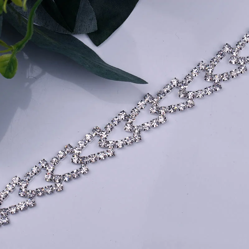 Free Shipping 5yards Rhinestone crystal Chain Bridal Sash Rhinestone Applique, Wedding Applique,Rhinestone Trimming LSRT034