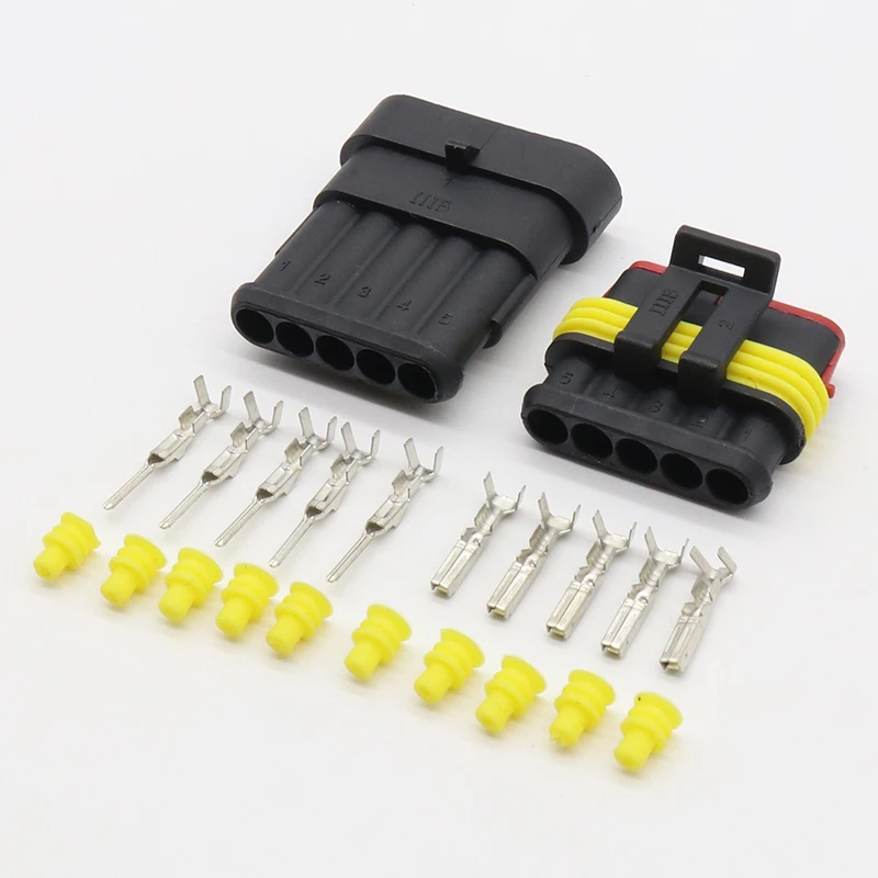5 Sets NEW Car Part 5 Pin Way Sealed Waterproof Electrical Wire Auto Connector Plug Set