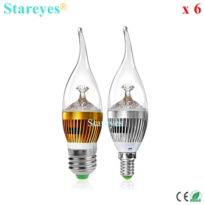 6 pcs Dimmable 3W 4W 5W E14 E27 LED flame Candle Light spotlight Bulb Lamp Ceiling chandelier led Droplight lighting