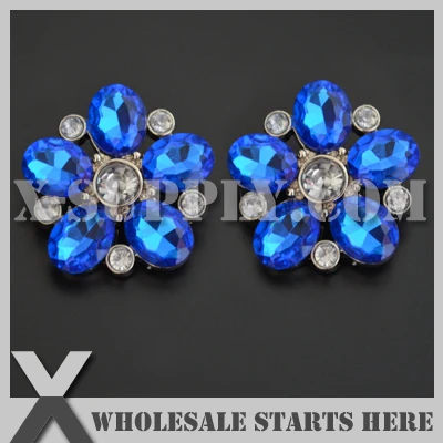 RB1051M Star Acrylic Rhinestone Sara Button with Shank for Flower Center,Bridal Headband