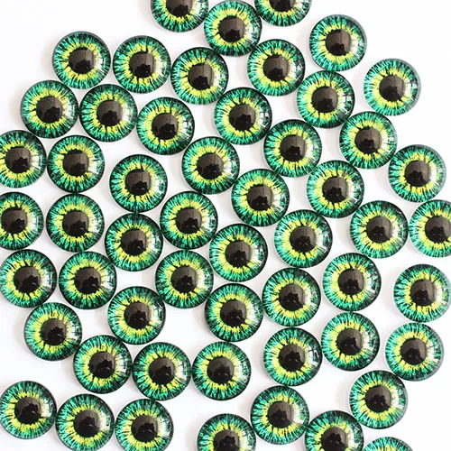 10mm Mix Many Colors for Choice by Pair Dragon Eyes Round Glass Cabochon  Cameo Flatback Photo Settings paired 50pcs  (K02824)