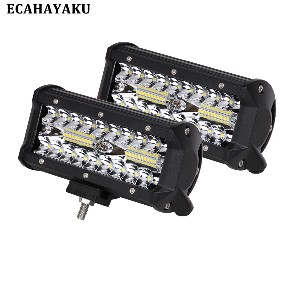 

2pcs ECAHAYAKU 7 inch Led Bar Work Lights 120w 12000lm 6000k Combo Beam Led Bar Lights for Off-Road Trucks SUV ATV Boat 12V 24V