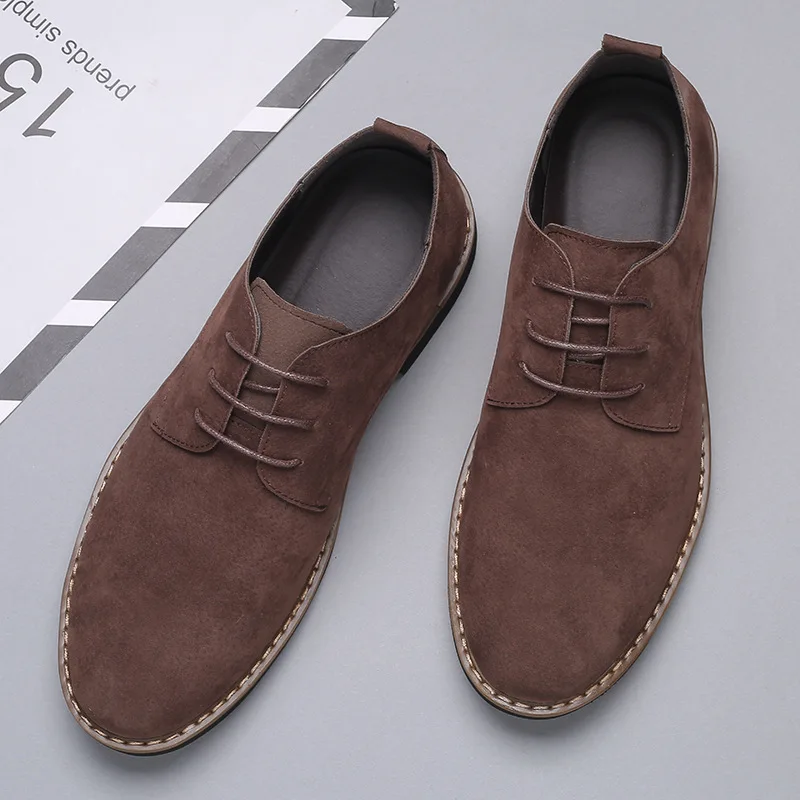 REETENE Big Size 38-50 Spring Autumn Casual Shoes Men Flock Leather Men\'s Shoes Comfortable Leather Men\'s Casual Men\'s Shoes