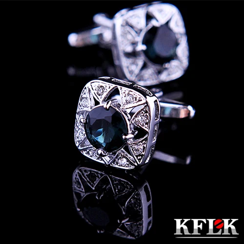 

5 Color KFLK Luxury shirt cufflink for mens Brand cuff buttons Crystal cuff link High Quality Wedding abotoaduras Jewelry