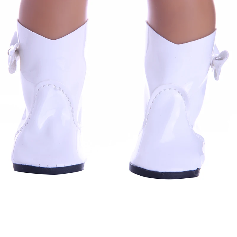 White Boots Shoes with bow tie for 18inch American  Dolls Accessories