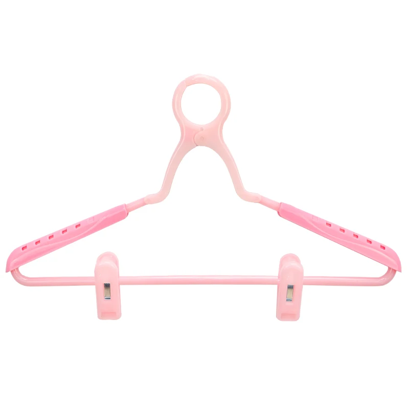 10 pcs/lot Plastic Clothes Hangers with Wind-proof Hooks Size Adjustable Pants Rack Anti-skid Shoulder Seamless Clothing Hanging