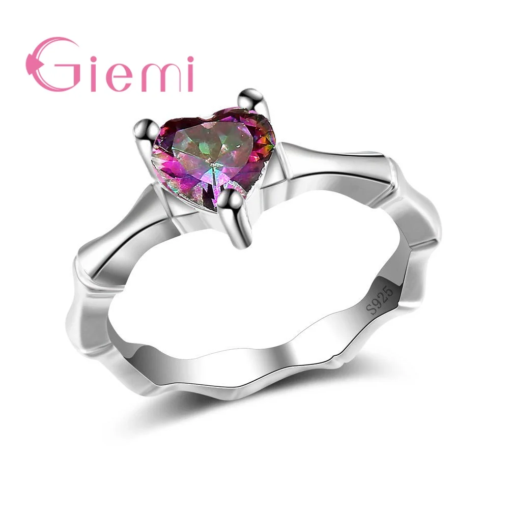 Antique Knuckle Rings for Girls 100% Ture Love Purple Heart Opal Bague Top Rated 925 Sterling Silver Jewelry Women Bijoux