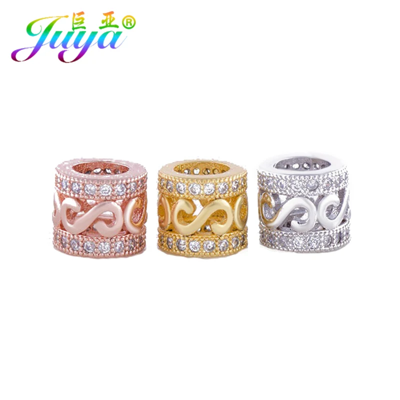 DIY Metal Beads Findings Supplies Copper Big Hole Floating Infinity Spacer Charm Beads Berloque Natural Stones Jewelry Making