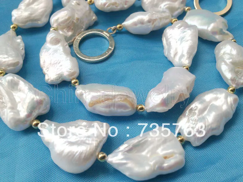 HOT 23mm white Reborn Keshi baroque FW pearl necklace