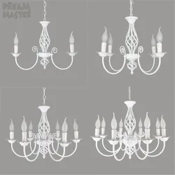 European style 3 4 6 8 E14 bulbs iron Chandeliers living room white lamps modern Chandelier lighting led lustre lighting lamps