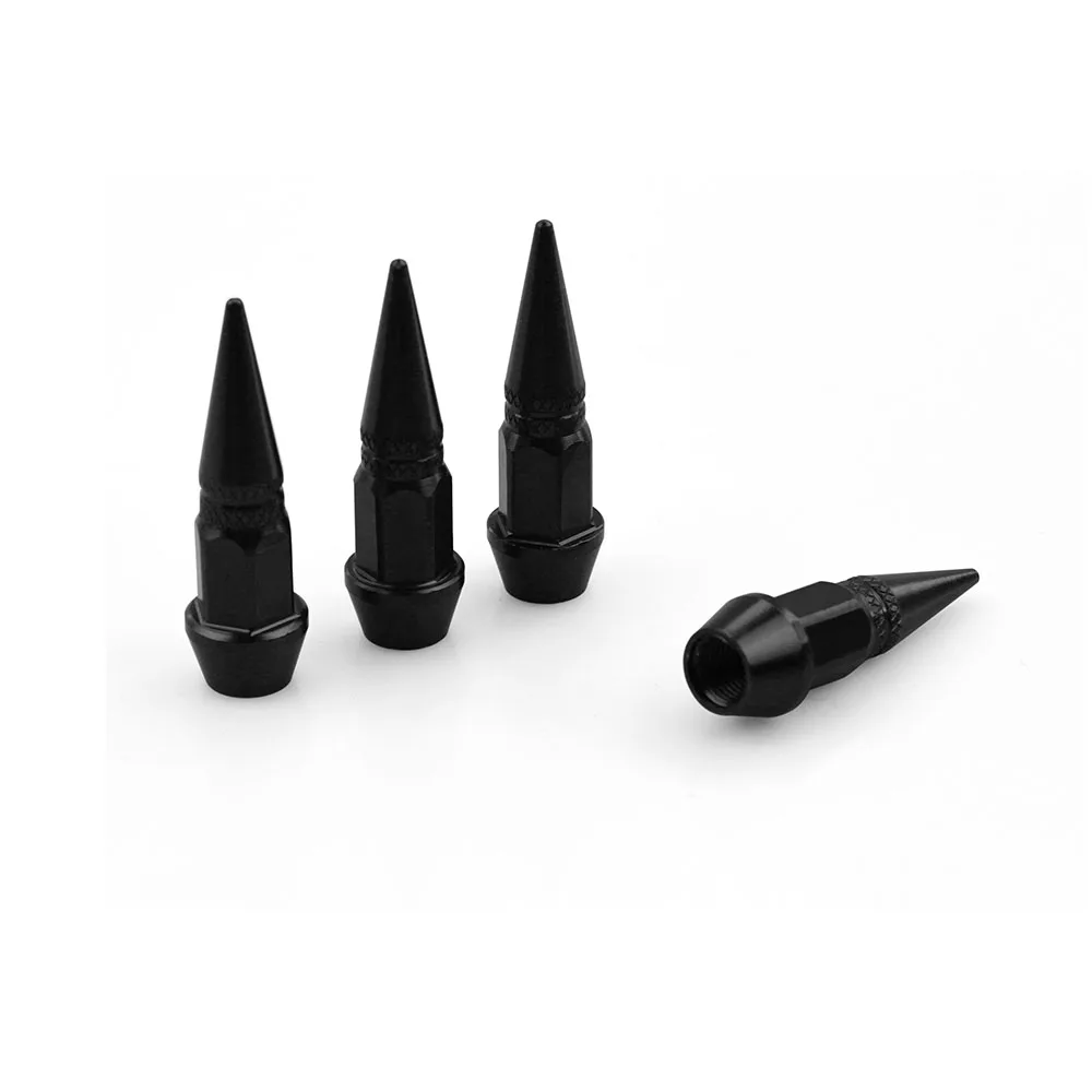 4Pcs Universal Car Spike Tire Valves Motorcycle Auto Bike Spike Shape Dustproof Tire Wheel Stem Valve Caps with Logo RS-QRF017