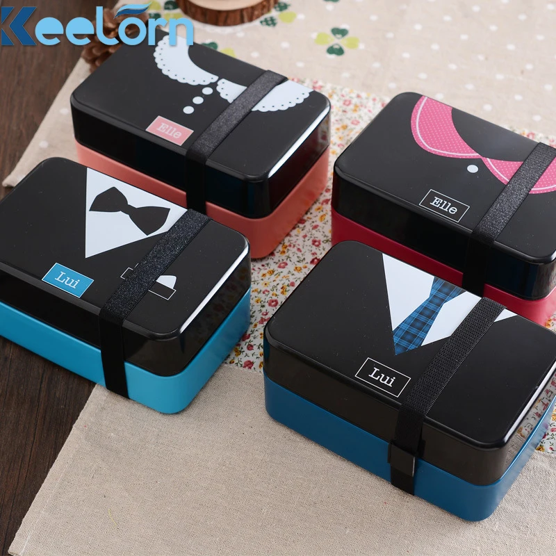 Keelorn 730ML High Quality Four Colors Lunch Box  Heat Resistant Cute Clothe Square Shape Cartoon Lunch Box