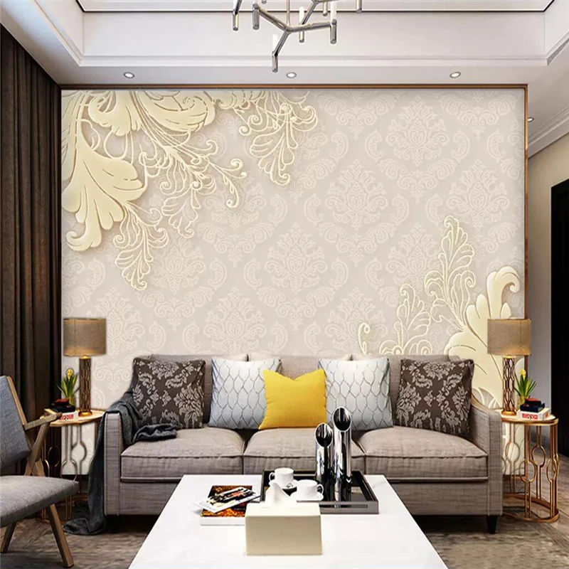 Decorative wallpaper Modern European style relief patterns simple background wall paintings