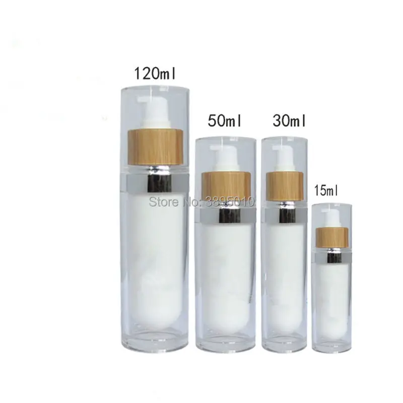 15/30/60/120ml Empty Acrylic Lotion/Emulsion Press Pump Bottle with Bamboo pump F957