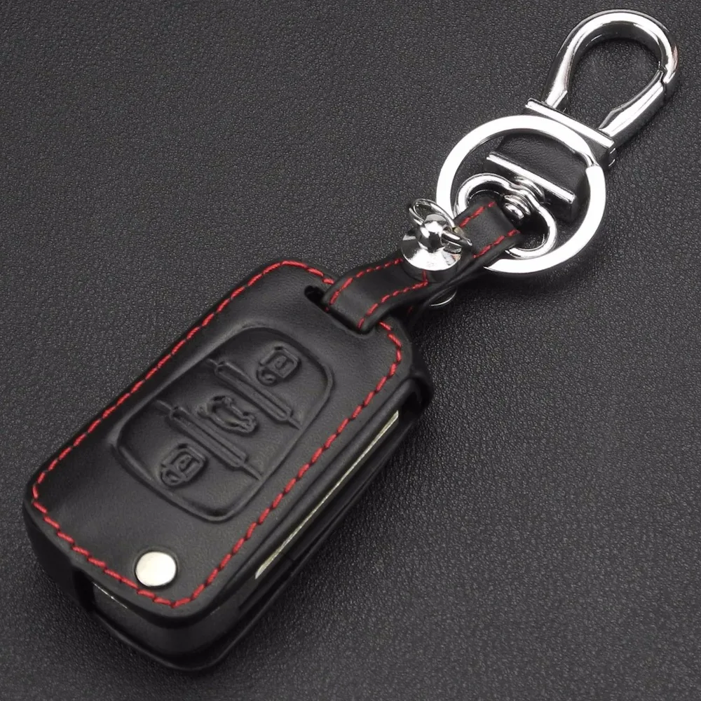 jingyuqin Remote 3 Buttons Leather Key Case For Kia RIO K2 K5 Sportage Sorento For Hyundai i20 i30 i35 iX20 iX35 Solaris Verna