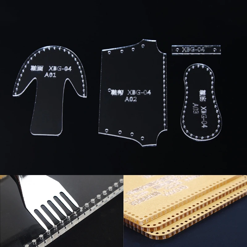 NUBECOM Mini Shoes Pendant Pattern Leather Craft Acrylic Stencil Transparent Template Set Template Tool Leatherworking Tools