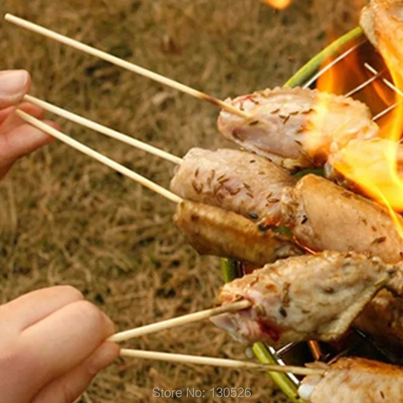 50Pcs 15~40cm 3mm Bamboo New Disposable Wooden BBQ Party Skewers Natural Bamboo sticks Meat Food Barbecue Sticks Accessories