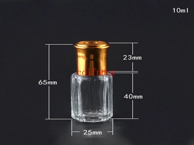 3ml 6ml 10ml 12ml garrafa de vidro octagonal com tampa de ouro, rolo na garrafa, frascos de rolo de perfume, embalagem de óleo essencial