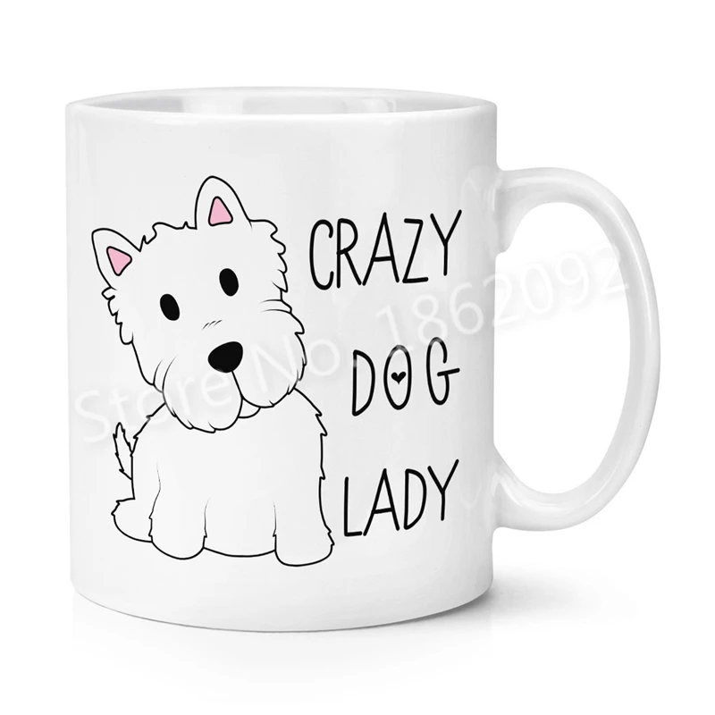 Cute Terrier Dog Mug Funny Crazy Dog Lady Coffee Mugs Novelty Animal Dogs Pet Puppy Gifts Cartoon Dog Lover Ceramic Cups 11oz