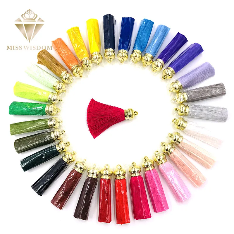 NEW 30 colors Rayon tassels with gold caps silk tassels fringe trim Mobile phone case keychain accessories diy earrings/jewelry