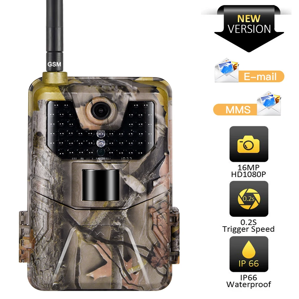 Cellular Wildlife Trail Camera Photo Traps Night Vision 2G SMS MMS SMTP Email Hunting Cameras 16MP 1080P HC900M Surveillance