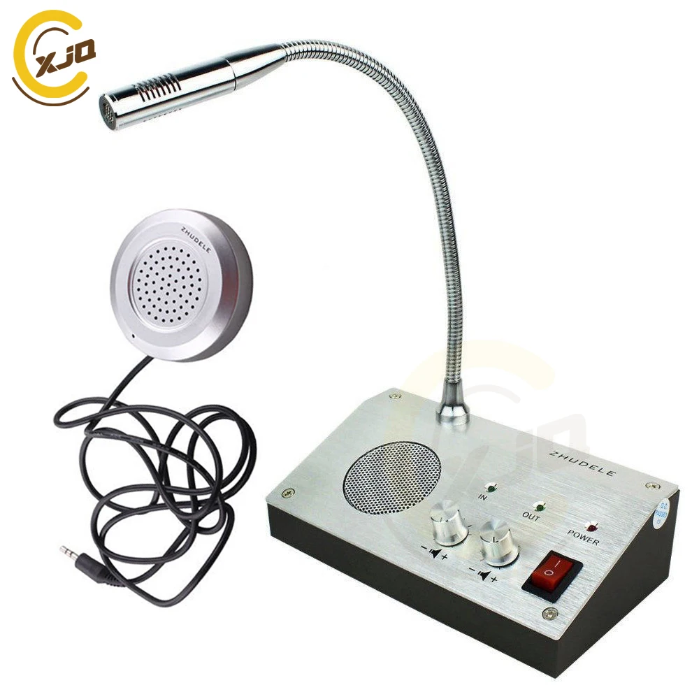 XJQ ZHUDELE Window Microphone Audio Record Intercom Interphone Speaker,Dual-Way Bank Office Store Station Window Microphone