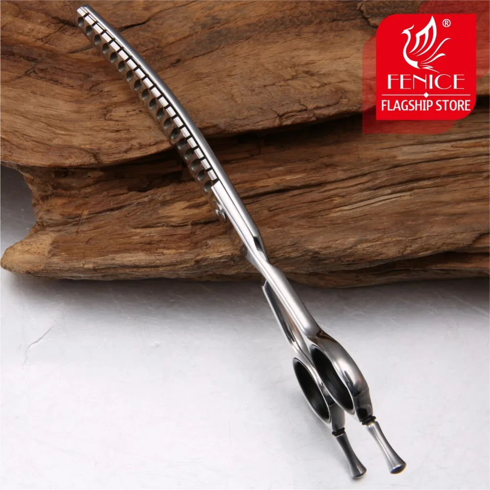 Fenice Professional JP440c 6.5 inch High quality big tooth cut dog hair Grooming Curved thinner thinning shears Scissors