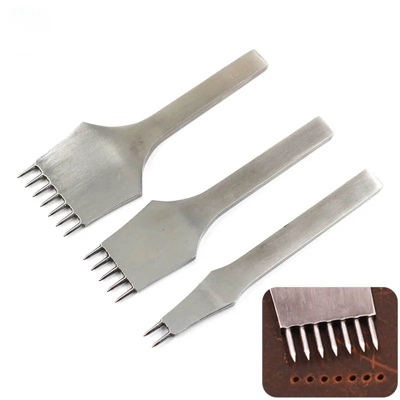 Die-steel Leather Punch Tool Round Hole Craft Leather Chisel Pricking Iron Stitching Tools For Leather 3/4/5mm Spacing