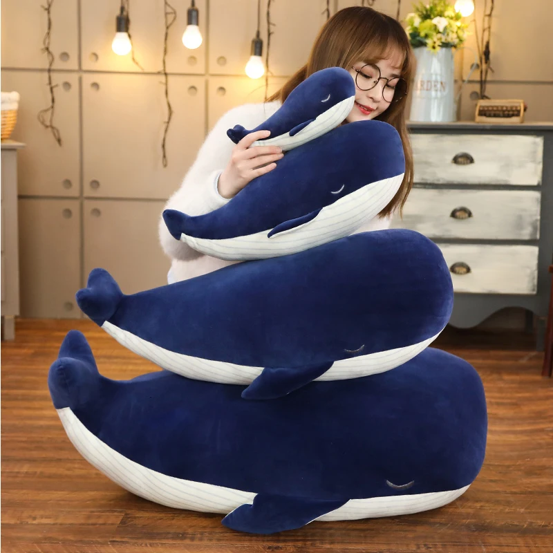 

25-85cm Super Soft Plush Toy Sea Fish Big Blue Whale Doll Stuffed Simulation Animal Pillow Sofa Cushion Children's Birthday Gift