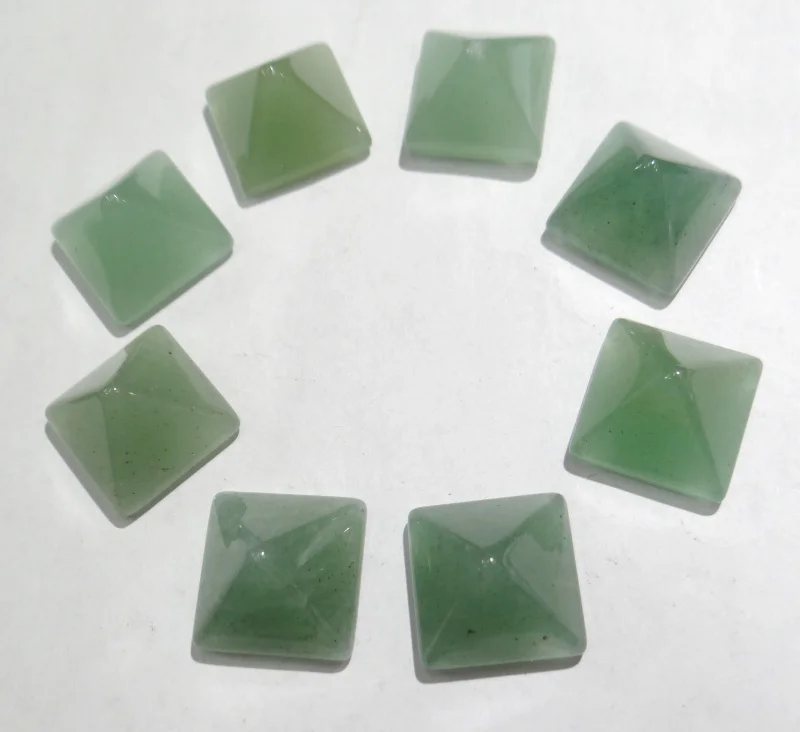 14mm 30PCS Natural Stone Aventurine Crystal Agates Square Pyramid Cabochons No Hole Beads for Making Necklace Ring Earrings