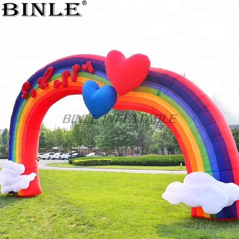 Cheap high quality 8mW colorful wedding event inflatable arch inflatable rainbow arch for rental business