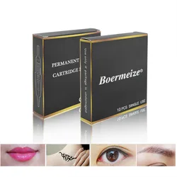 Boermeize 10 Uds agujas de tatuaje cartucho de maquillaje permanente para máquina eléctrica pluma labio de cejas 1R/3R/5R/7R/9R