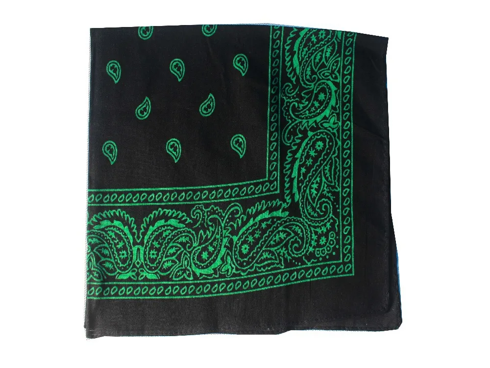 Bandana de cachemira negra y verde para hombre, banda para la cabeza, bufanda para el cuello, envoltura para la muñeca