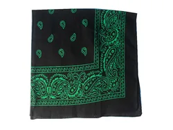 Black and Green Paisley Bandana  Head Wear Bands Scarf Neck Wrist Wrap For Mens