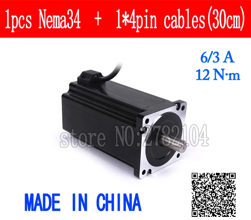 

86 Stepper Motor 2 PHASE 4-lead Nema34 motor 86BYGH High torque 159MM 6.0A 12.00N.M LOW NOISE motor for CNC XYZ