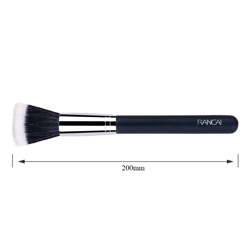 RANCAI 1pcs Powder Brush Full Size Skin Care Black Duo Fiber Stippling Brush Make Up Tools Face Bronzer Brush Pincel Maquiagem