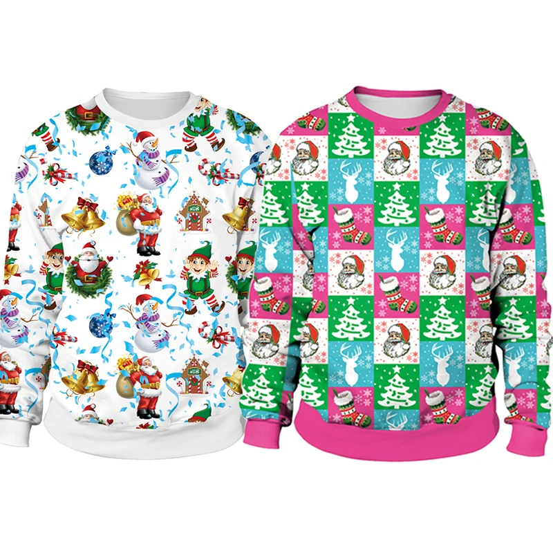 Suéter de Navidad feo para regalo, Jersey divertido de Papá Noel y elfo, Jerseys para hombres y mujeres, sudadera para fiesta de cumpleaños y Navidad, 2024