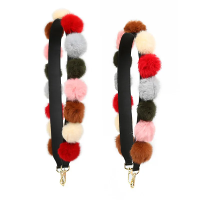 New Fashion Plush Ball Woman  Shoulder Straps For Bags High Quality  Handles For Handbags Multiple Colors